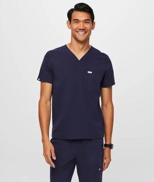 Figs Chisec Scrub Top Men’s Small Navy 3 Pocket V Neck NWT